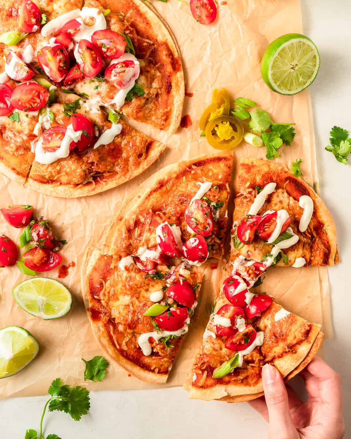 Chicken Mexican Pizza with Flour Tortillas - Eat Love Namaste